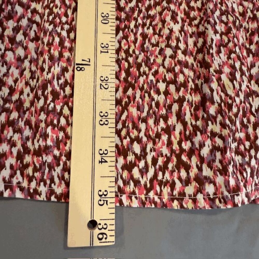 Universal Thread Pink Brown Print Elbow Puff Sleeve Ruched Mini Dress Size 6 - Picture 10 of 13